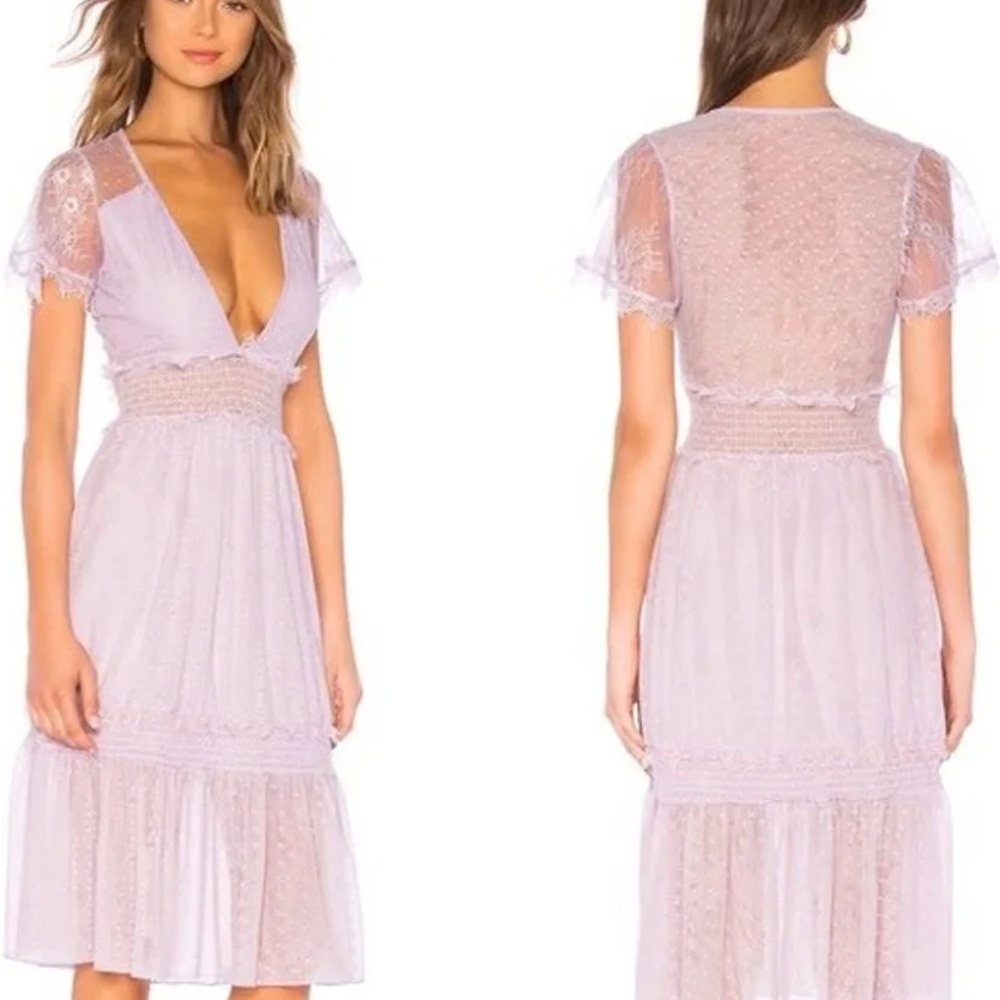 House of Harlow 1960 Light Lavender Lace Midi Dress